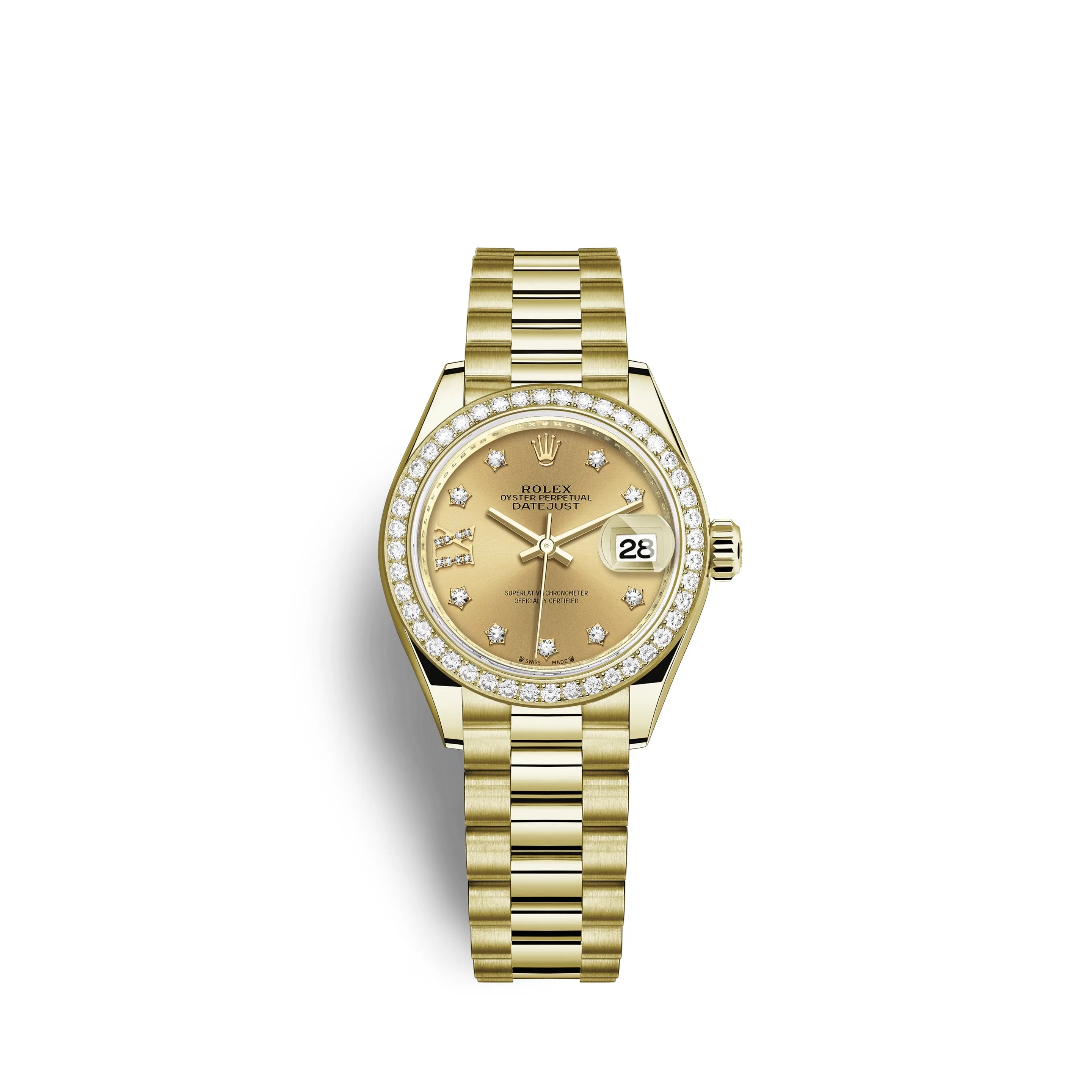 Rolex Lady-Datejust 28, 18kt Yellow Gold and diamonds, Ref# 279138RBR-0006