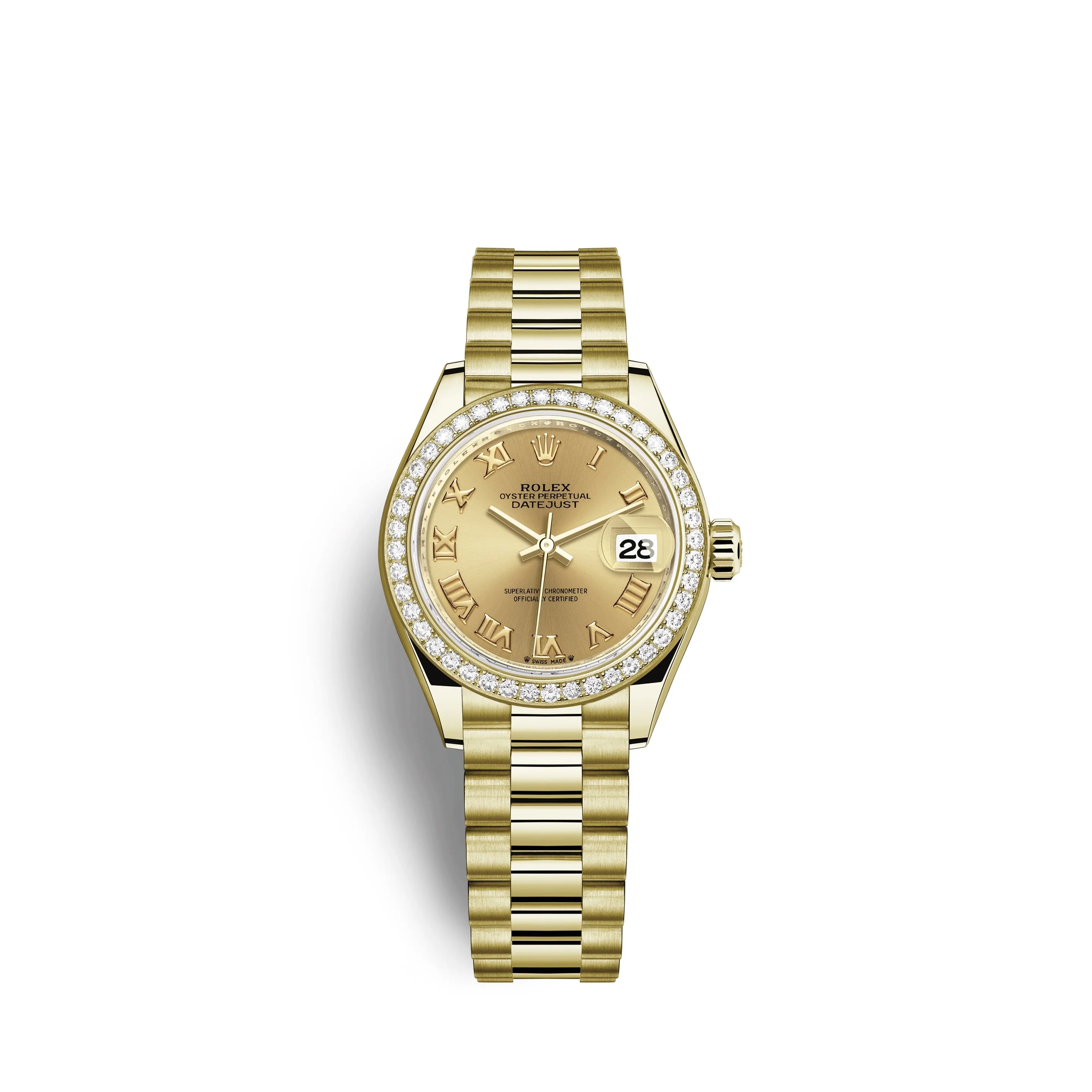 Rolex Lady-Datejust 28, 18kt Yellow Gold and diamonds, Ref# 279138RBR-0021