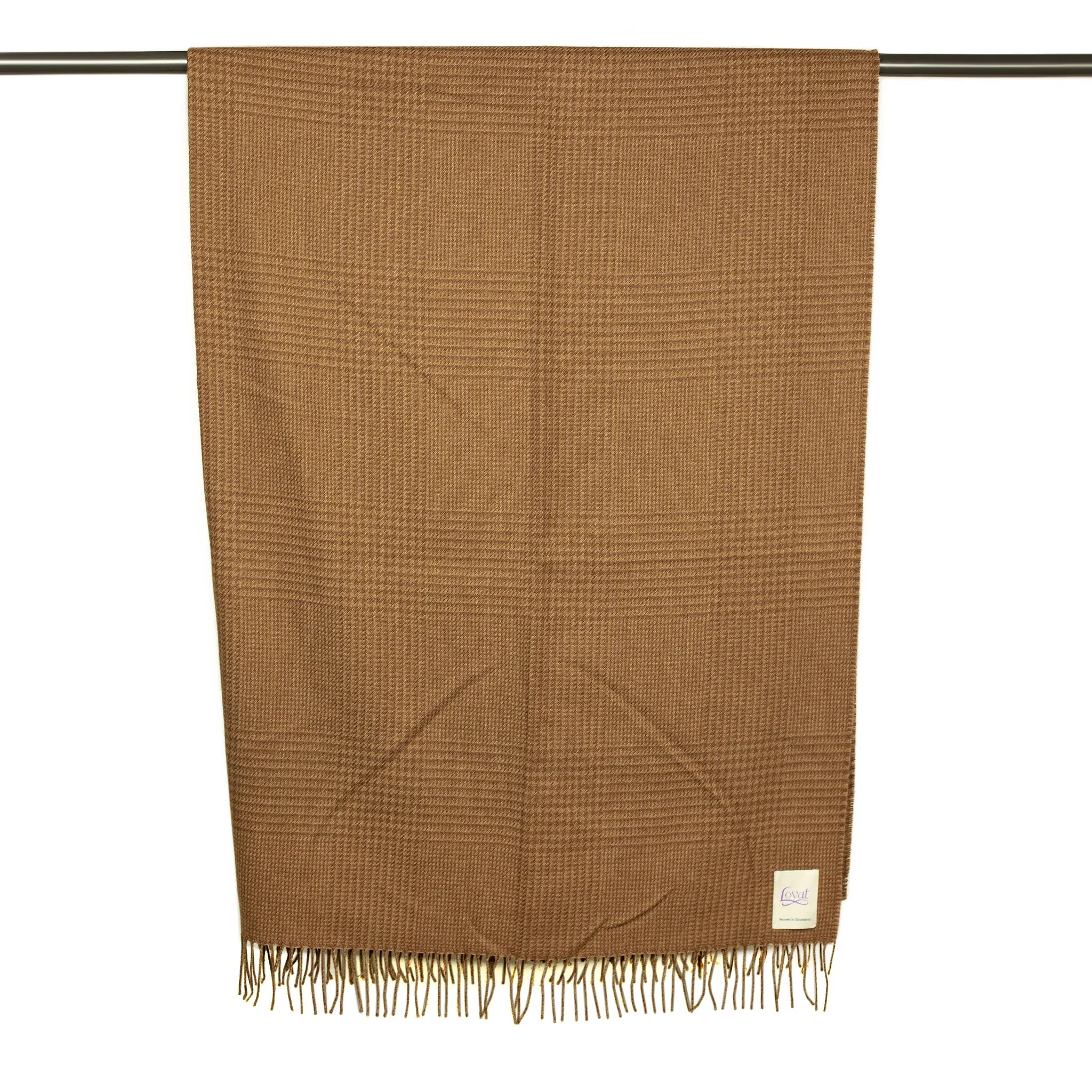 Russet Leaf throw blanket in chestnut glencheck wool and silk mix