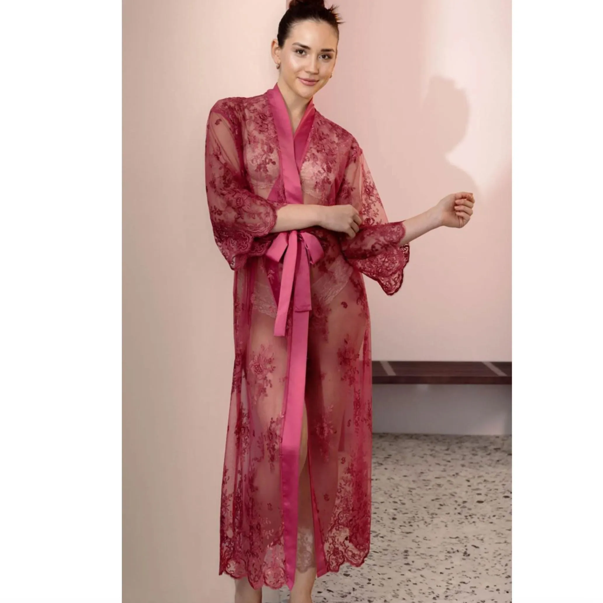 Rya Collection Darling Long Robe 220 in Lipstick