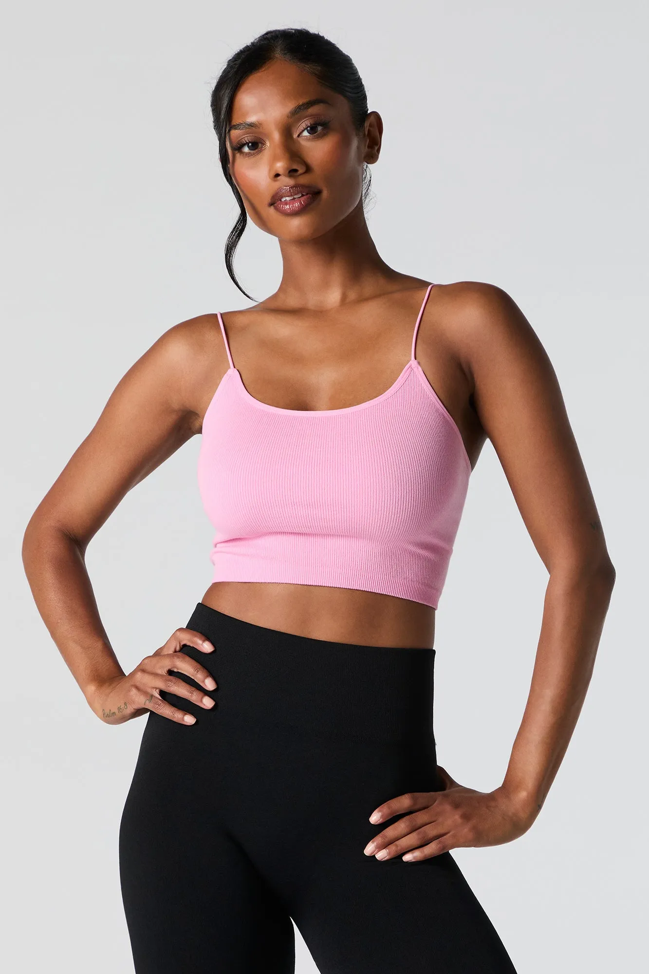 Seamless Ribbed Cropped Bungee Cami