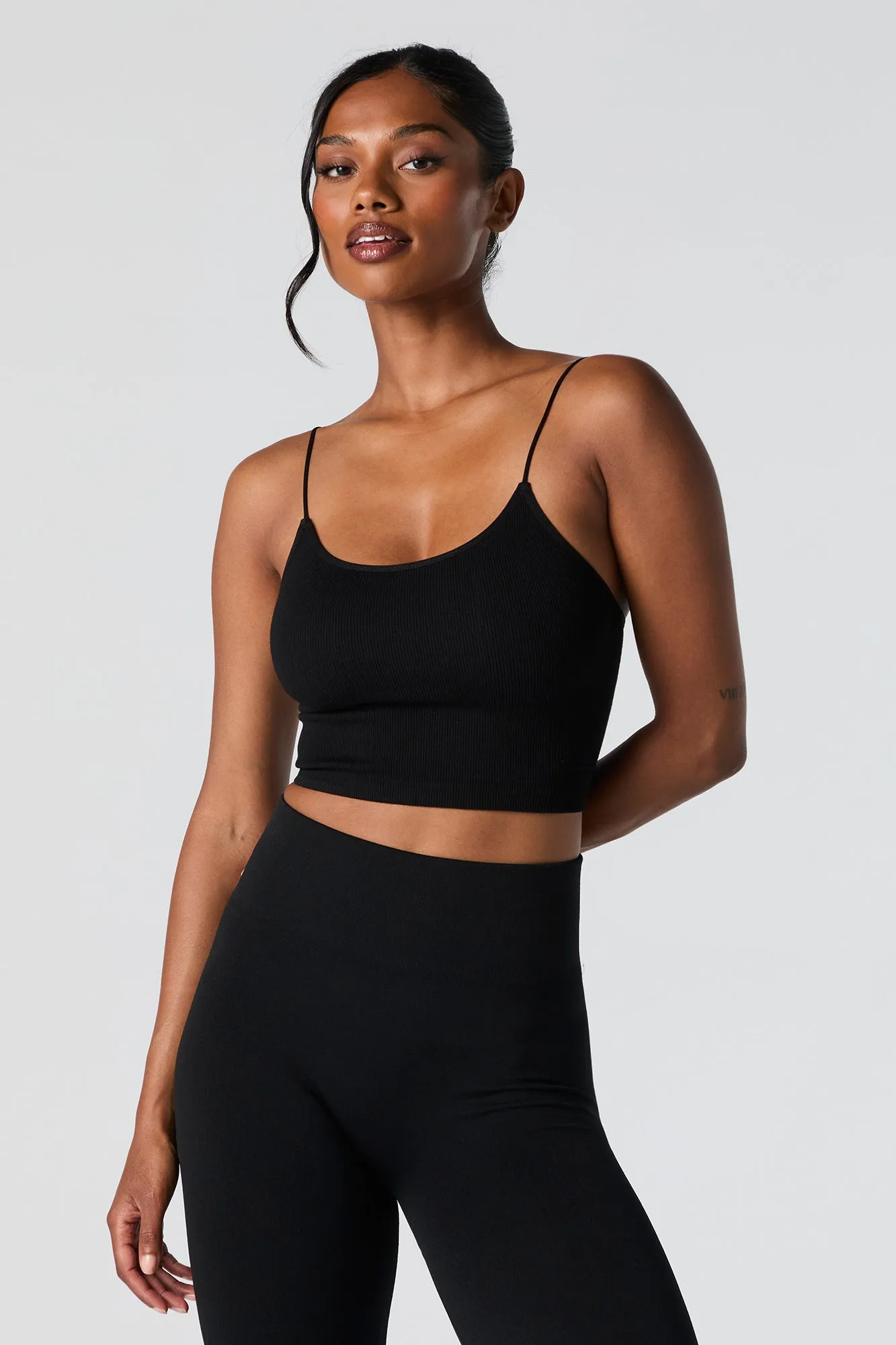 Seamless Ribbed Cropped Bungee Cami