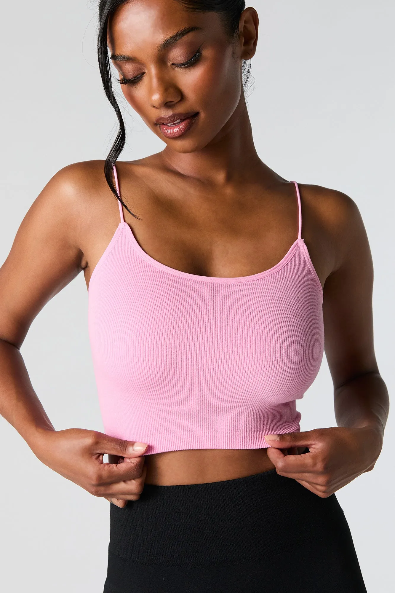 Seamless Ribbed Cropped Bungee Cami