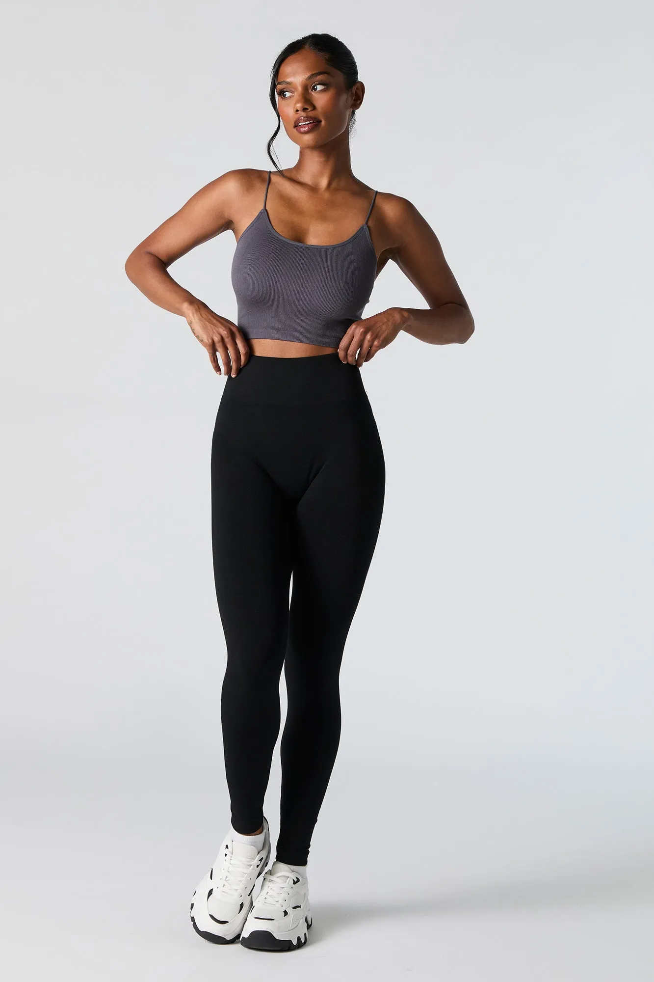 Seamless Ribbed Cropped Bungee Cami