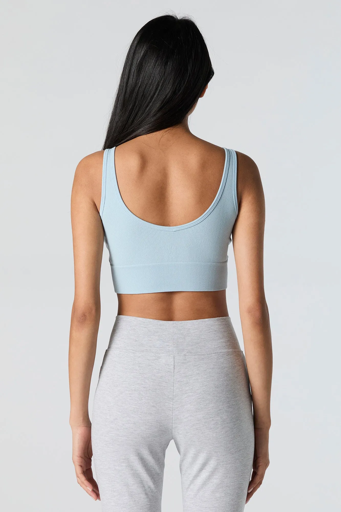 Seamless Ribbed Scoop Neck Cropped Tank