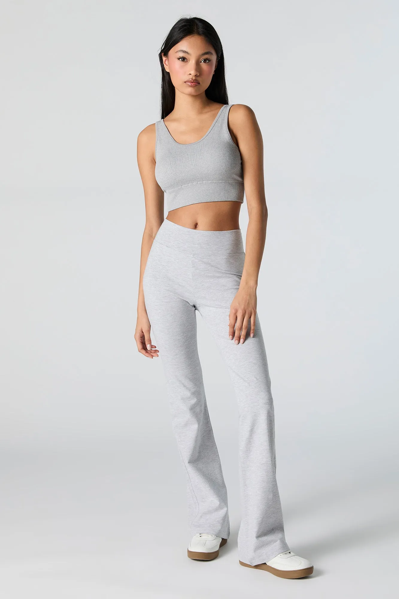 Seamless Ribbed Scoop Neck Cropped Tank