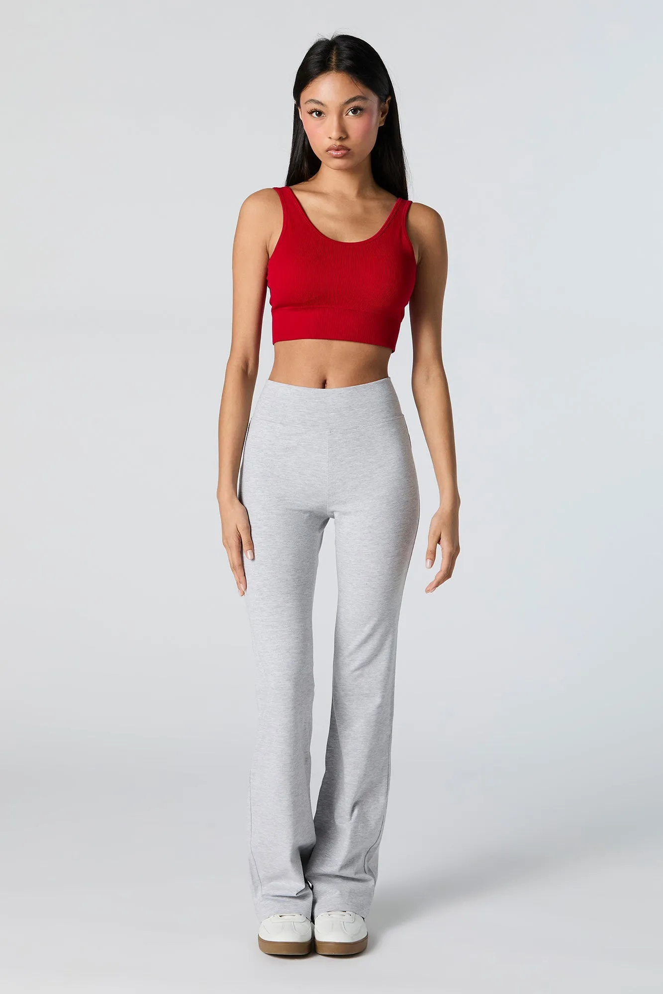 Seamless Ribbed Scoop Neck Cropped Tank