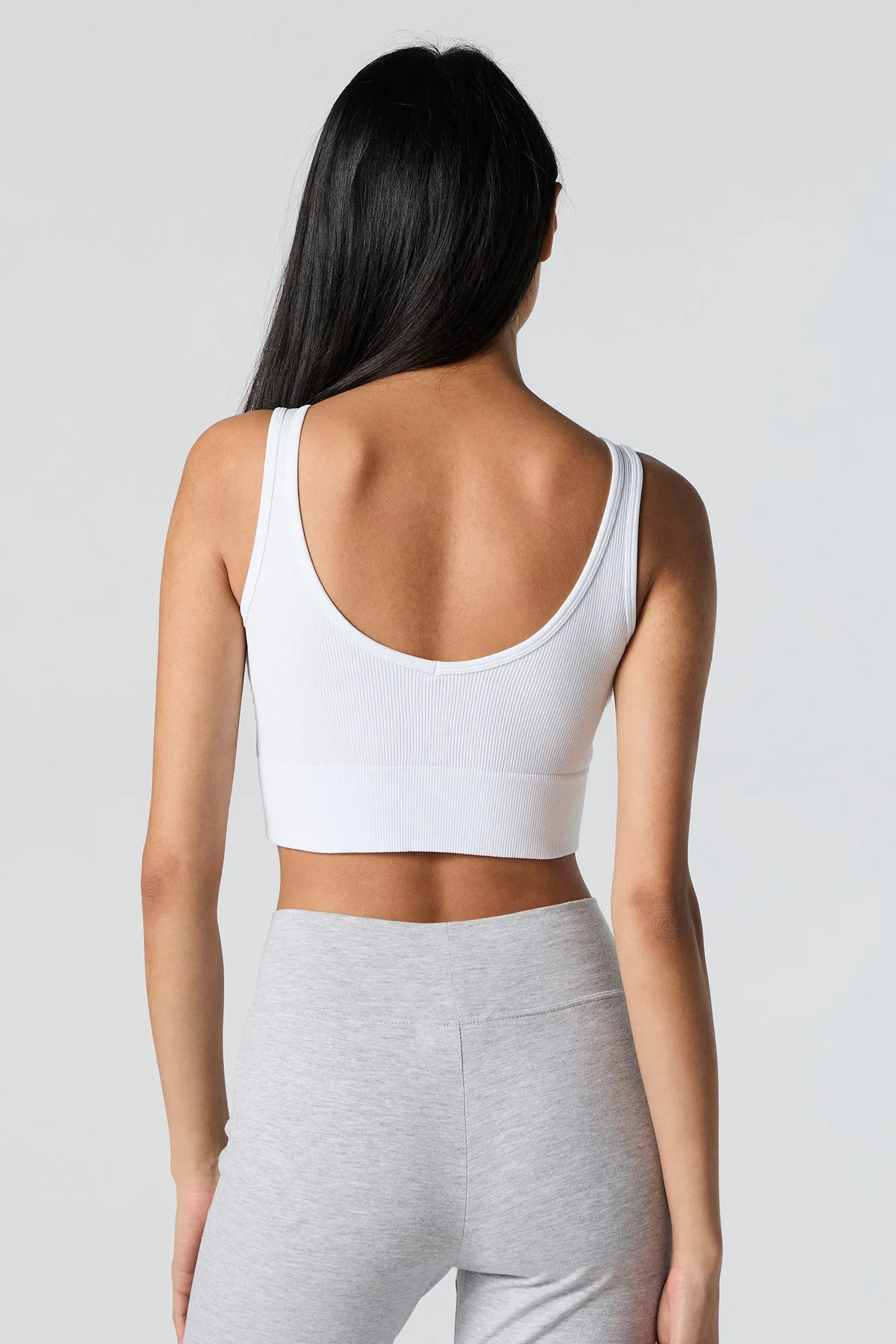 Seamless Ribbed Scoop Neck Cropped Tank