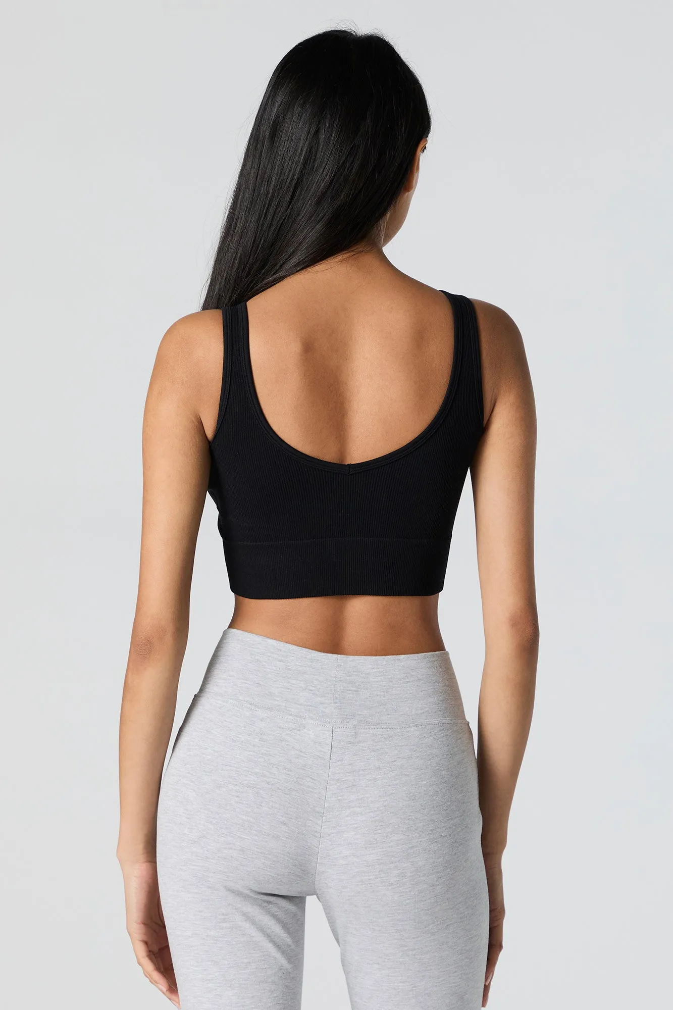 Seamless Ribbed Scoop Neck Cropped Tank