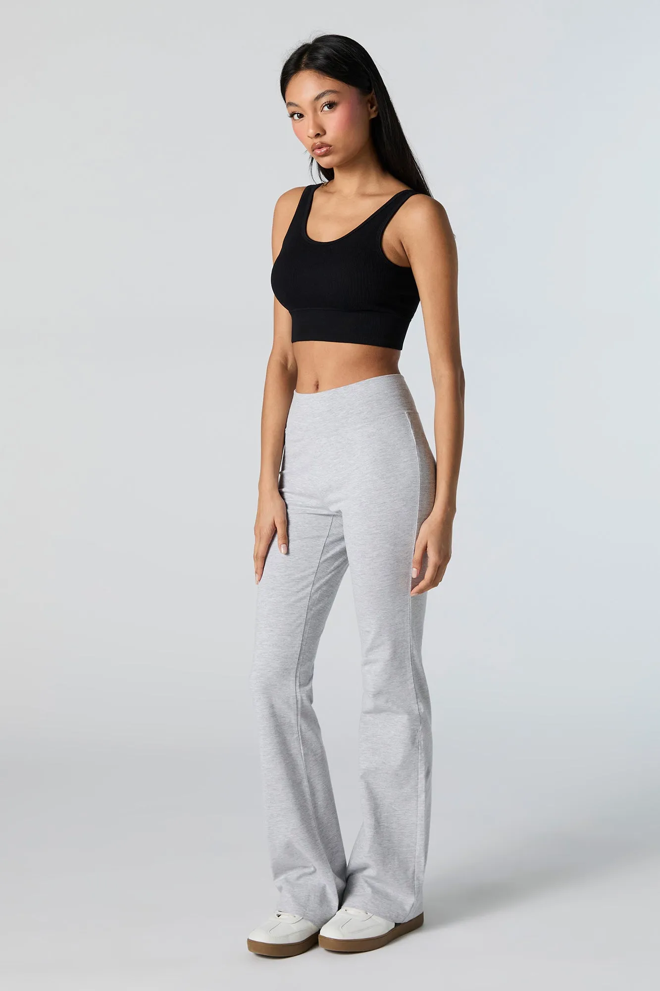 Seamless Ribbed Scoop Neck Cropped Tank