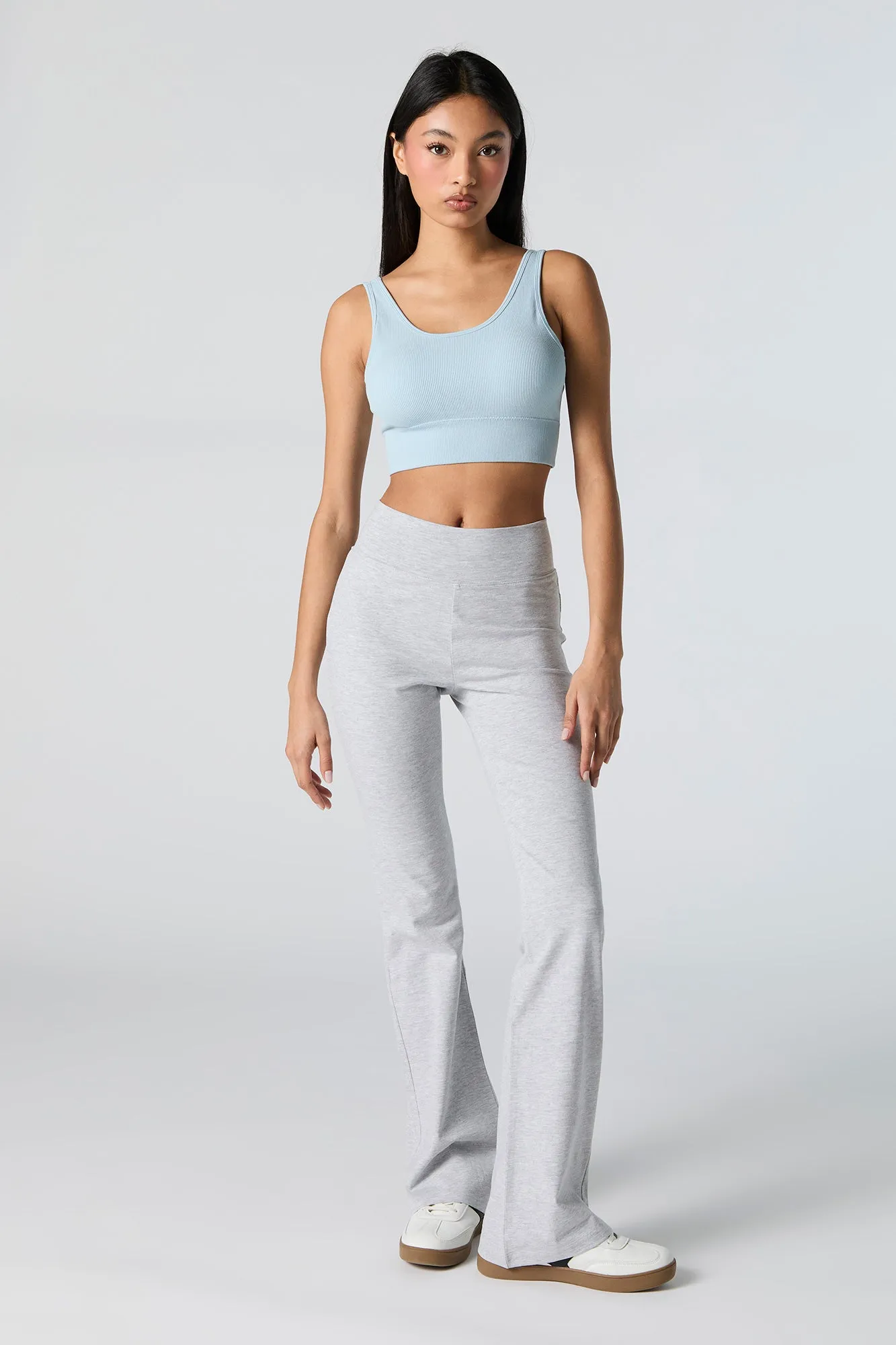 Seamless Ribbed Scoop Neck Cropped Tank