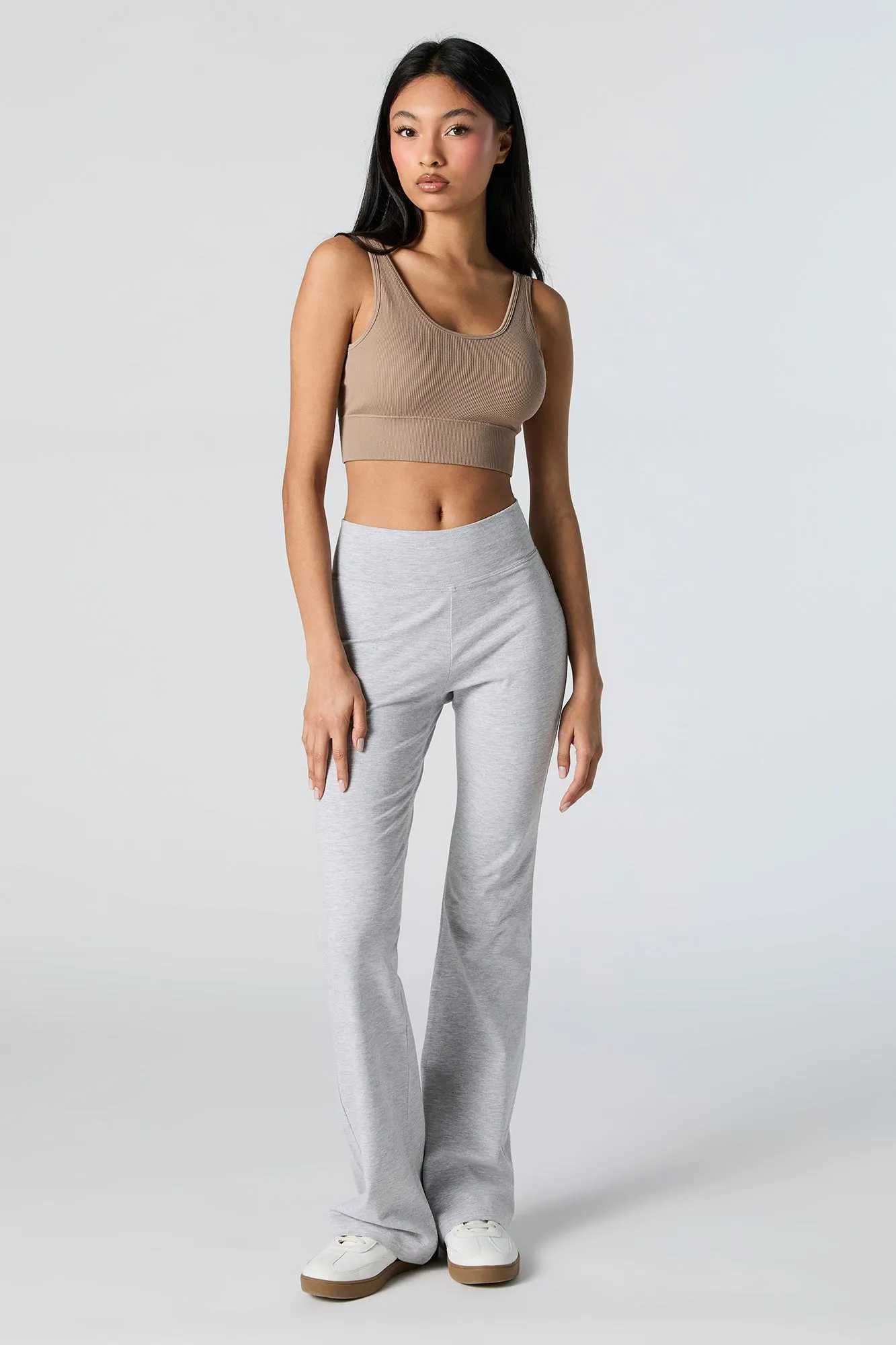 Seamless Ribbed Scoop Neck Cropped Tank