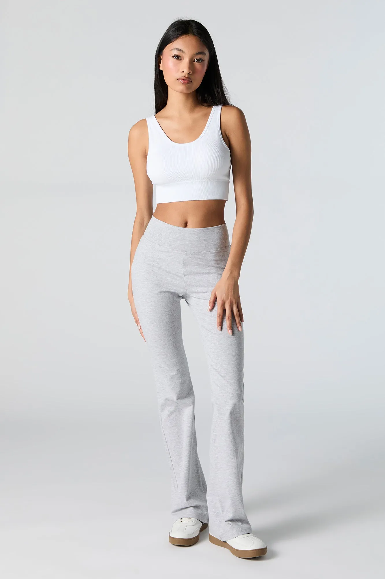 Seamless Ribbed Scoop Neck Cropped Tank