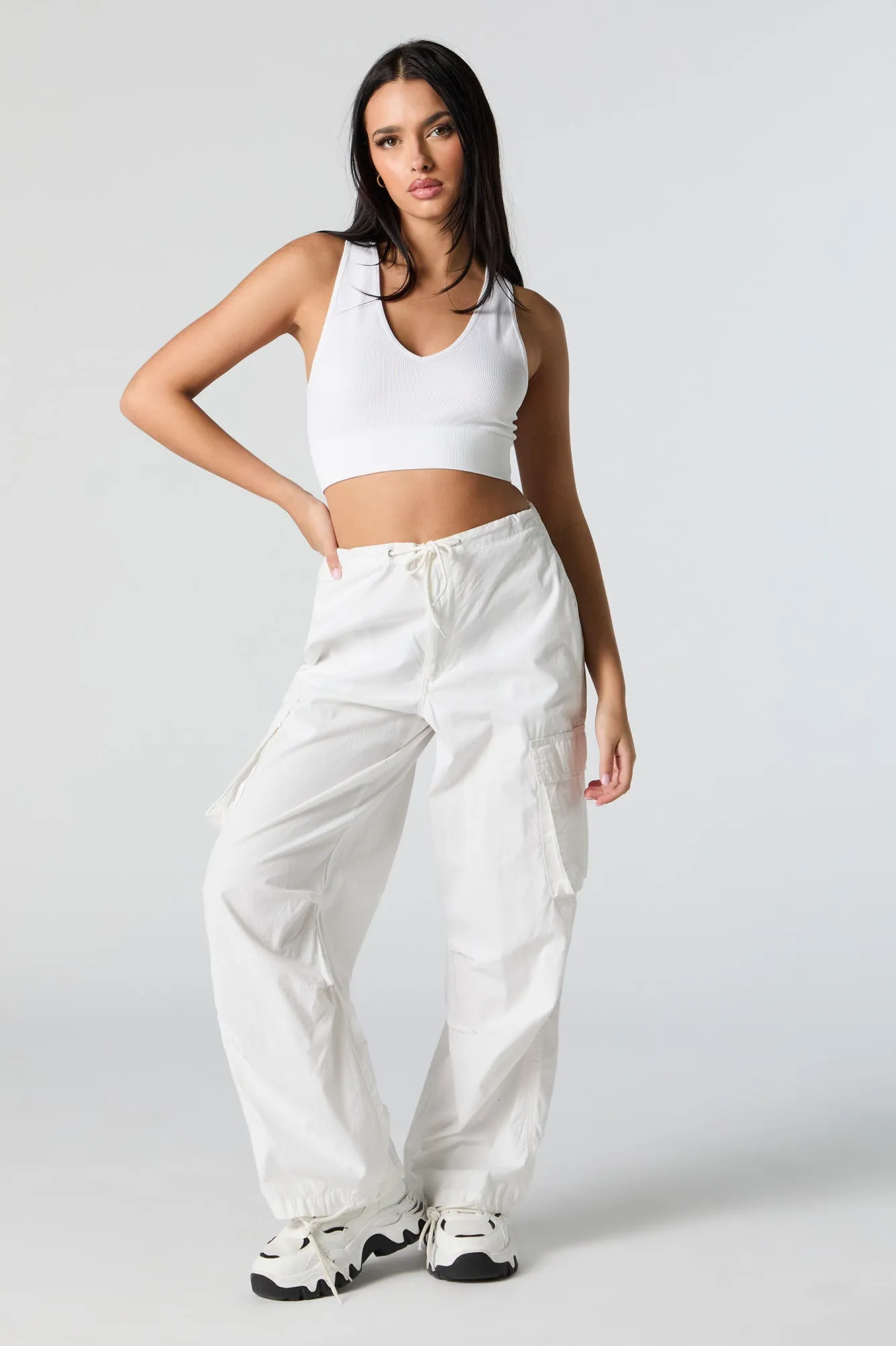 Seamless Ribbed V-Neck Cropped Tank