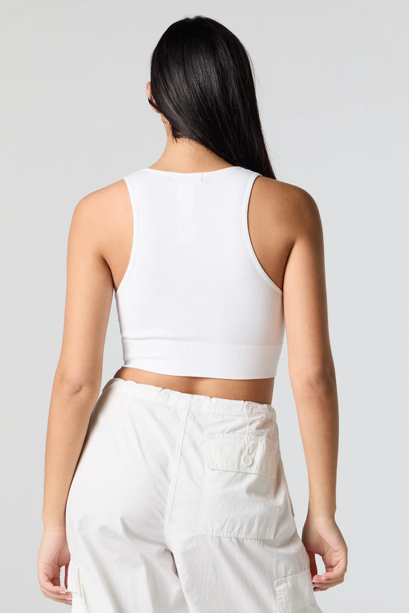 Seamless Ribbed V-Neck Cropped Tank