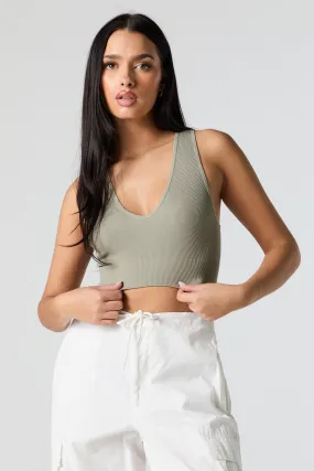 Seamless Ribbed V-Neck Cropped Tank