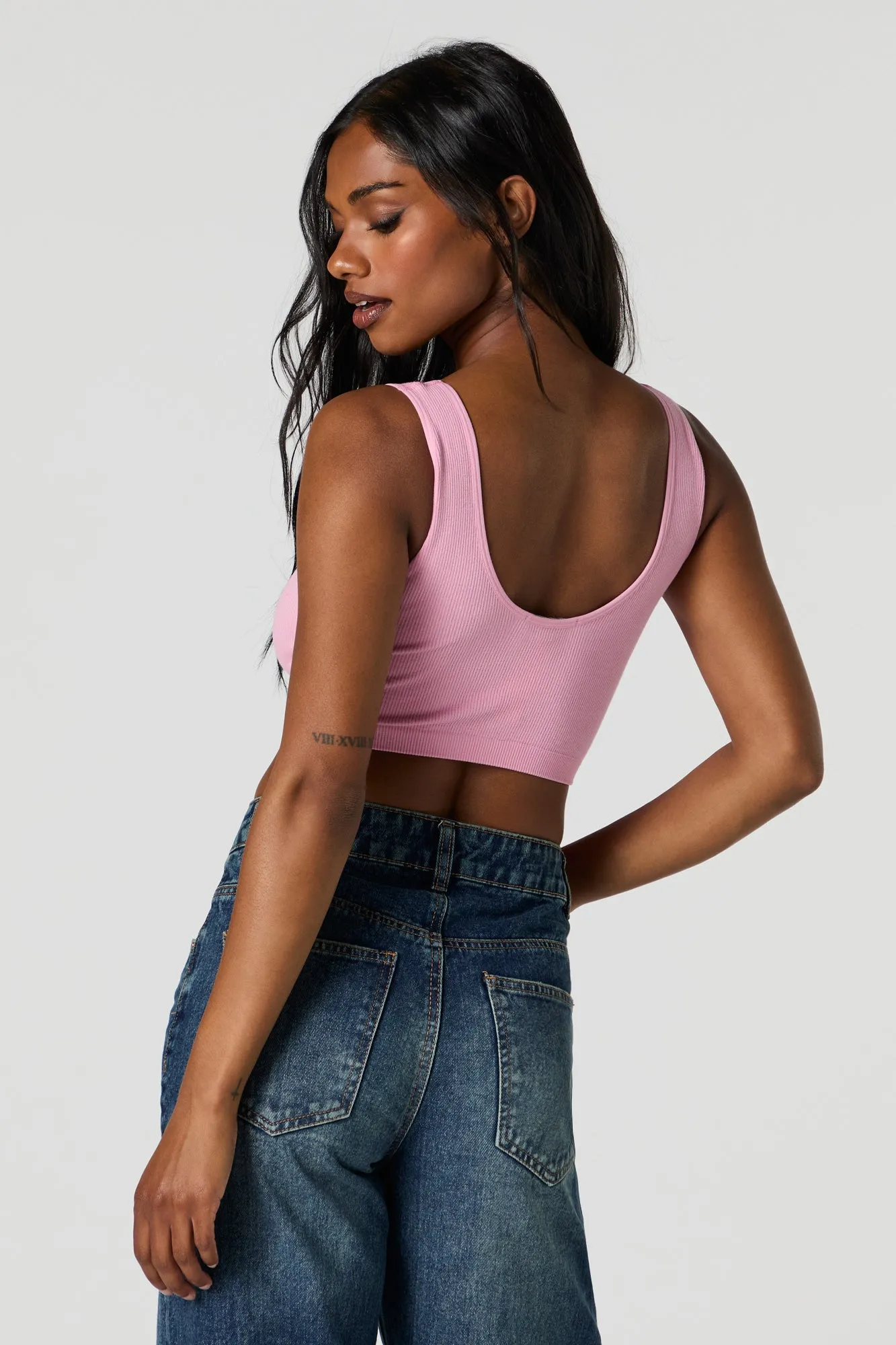 Seamless Scoop Neck Notch Cropped Tank