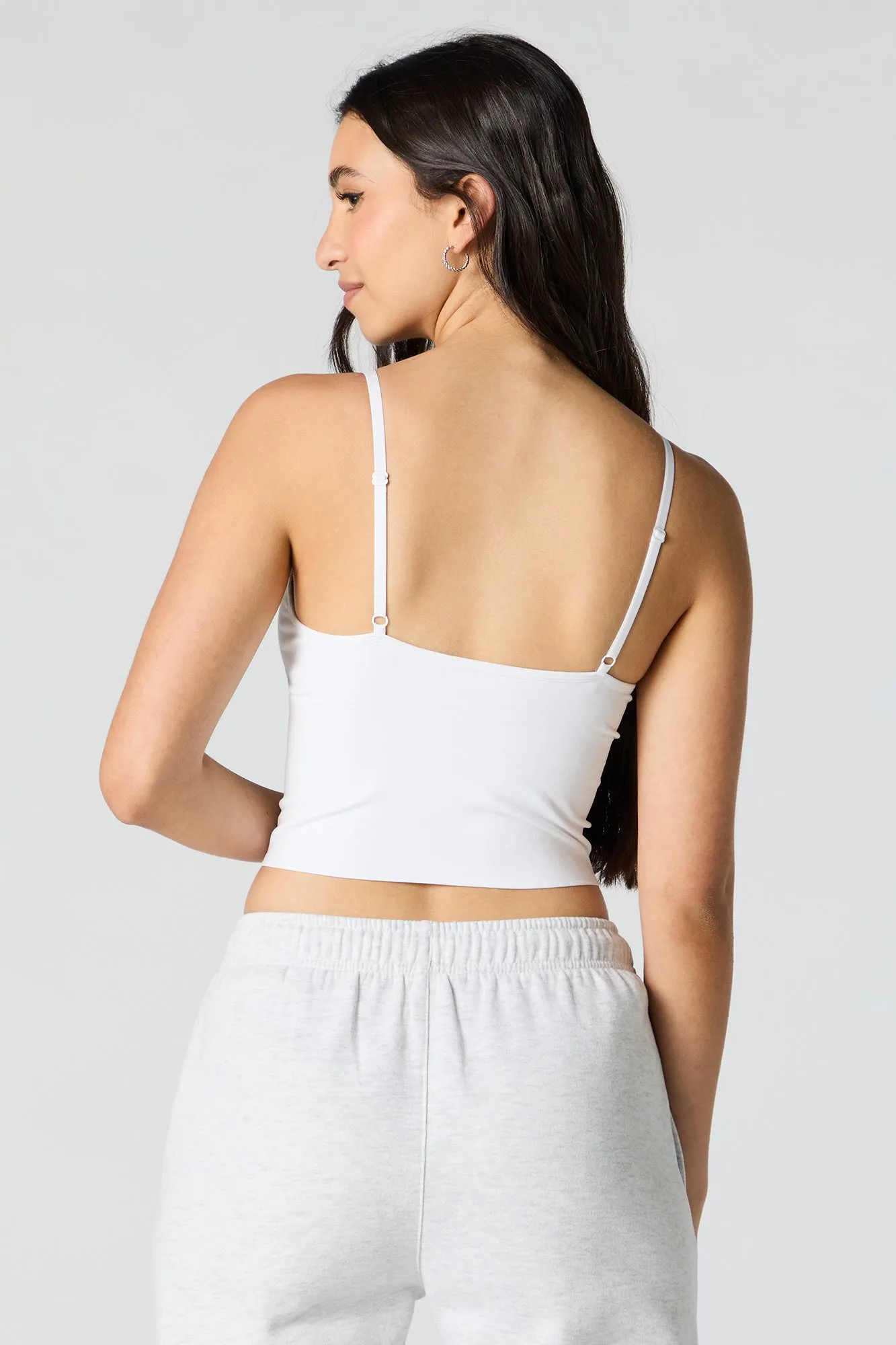 Seamless V-Neck Cami with Built-In Bra Cups