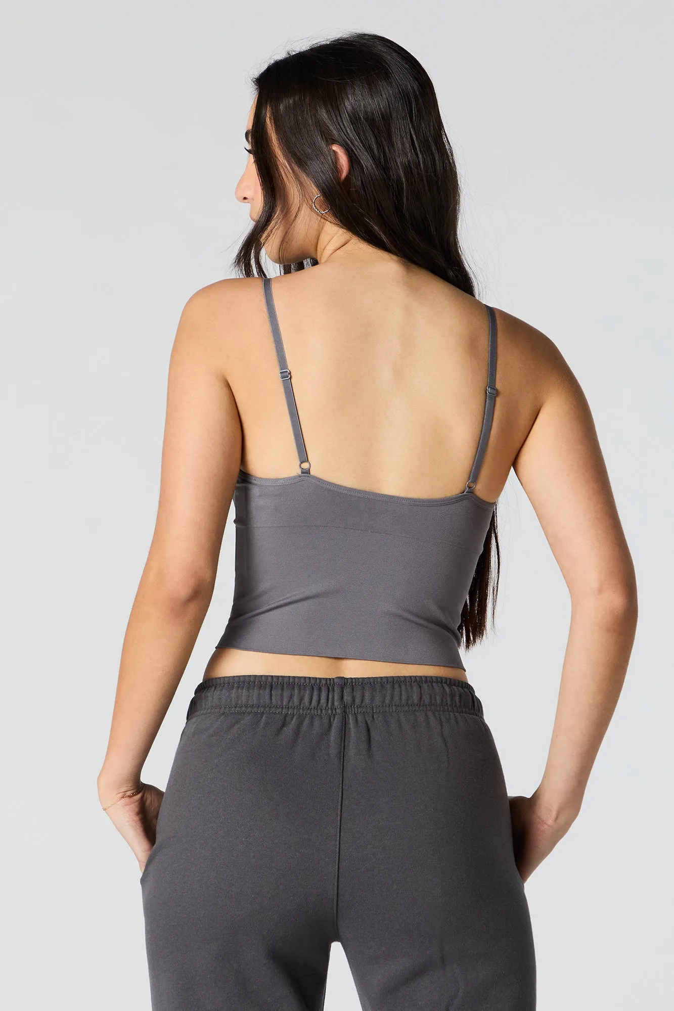 Seamless V-Neck Cami with Built-In Bra Cups