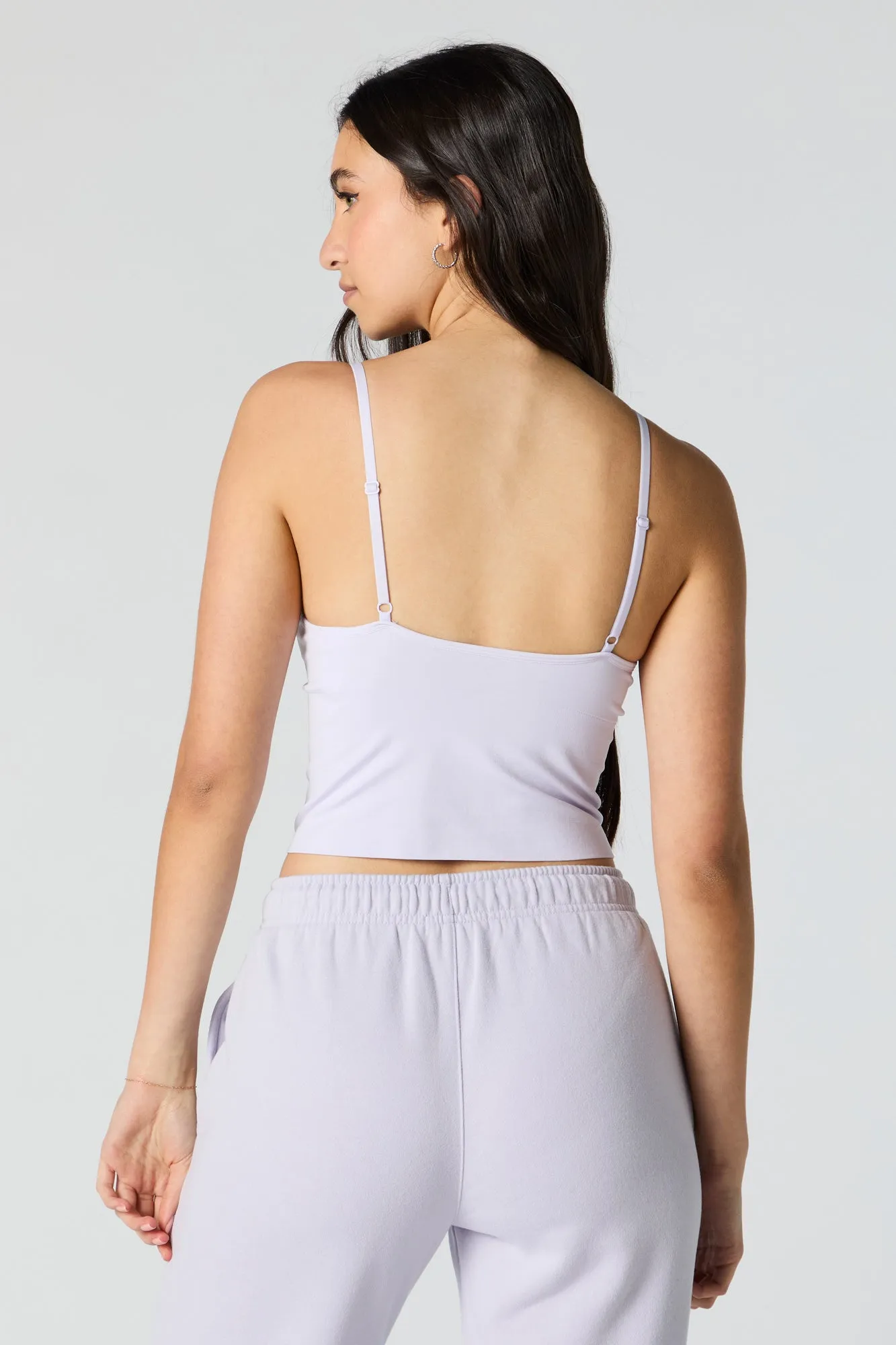 Seamless V-Neck Cami with Built-In Bra Cups