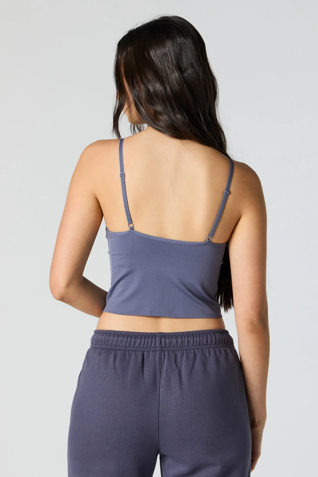 Seamless V-Neck Cami with Built-In Bra Cups