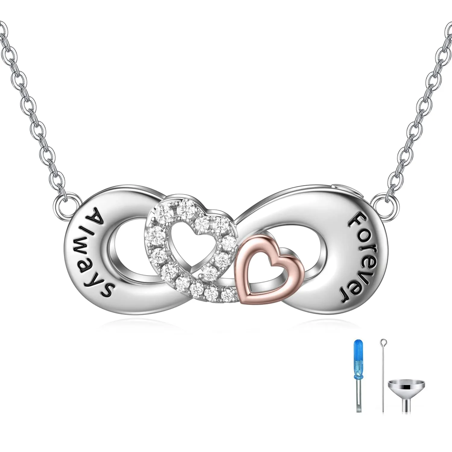 Sterling Silver Infinity Urn Necklace for Ashes With Engraved