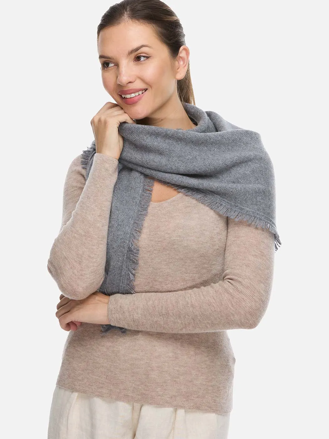 Triangle Gray Cashmere Scarf