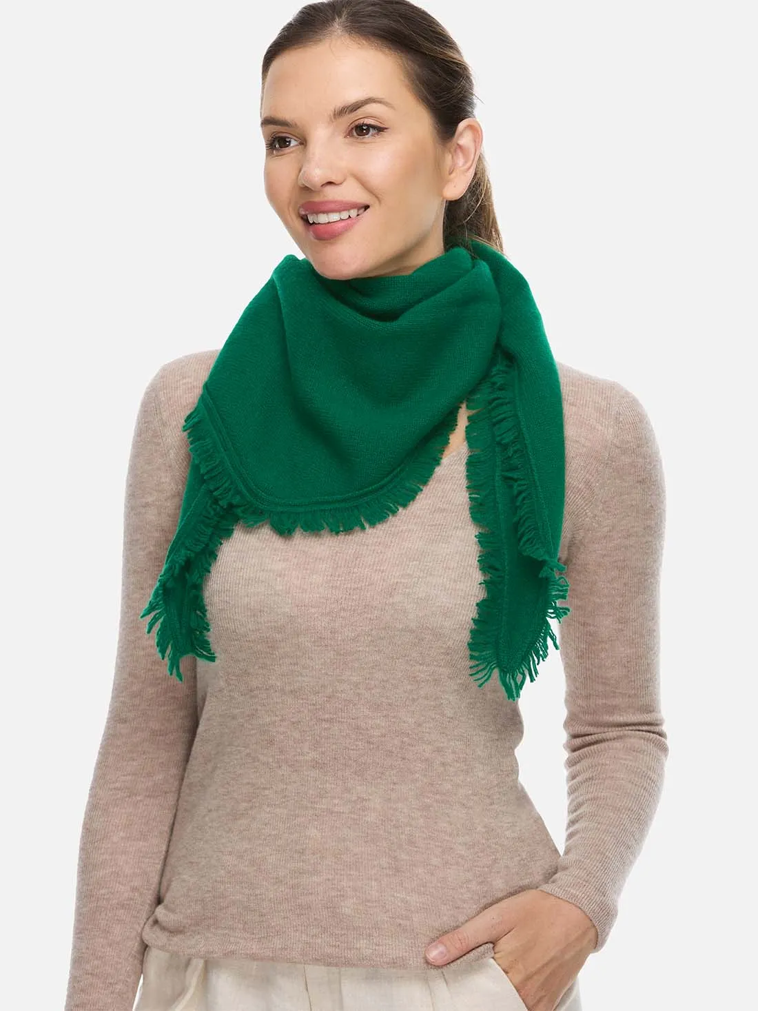 Triangle Green Cashmere Scarf