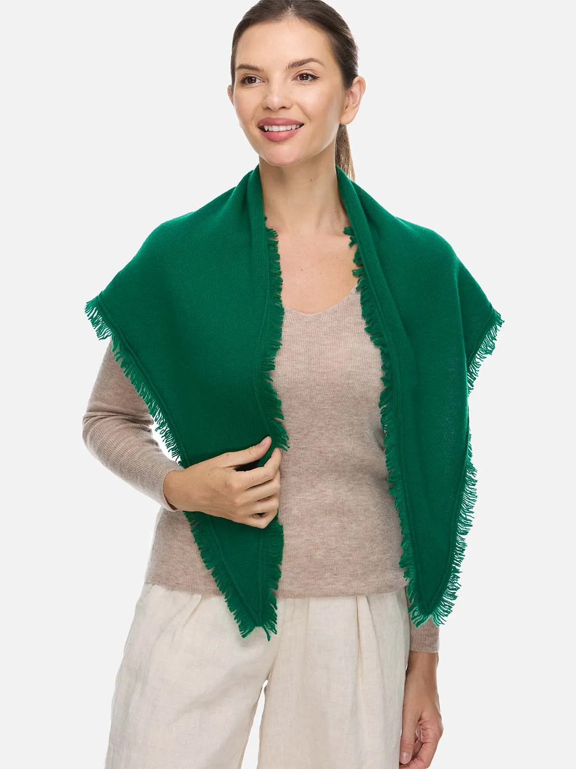 Triangle Green Cashmere Scarf