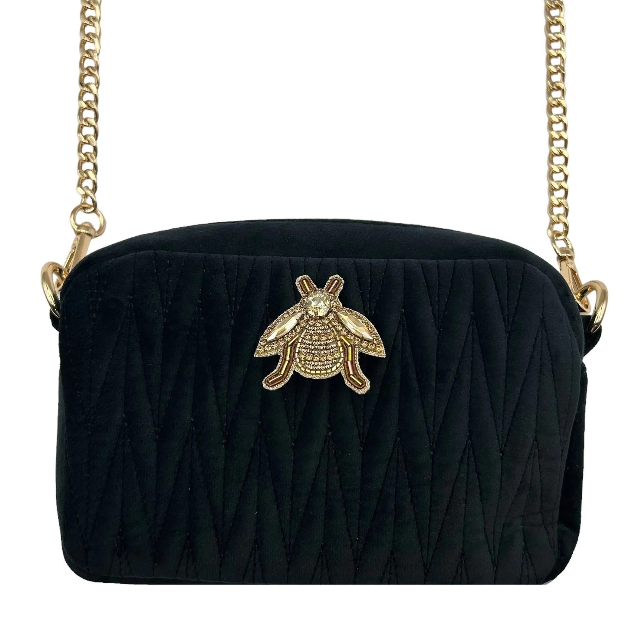 Velvet Rivington handbag in black, recycled velvet