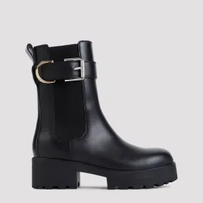 VOYOU BLACK LEATHER ANKLE CHELSEA BOOT