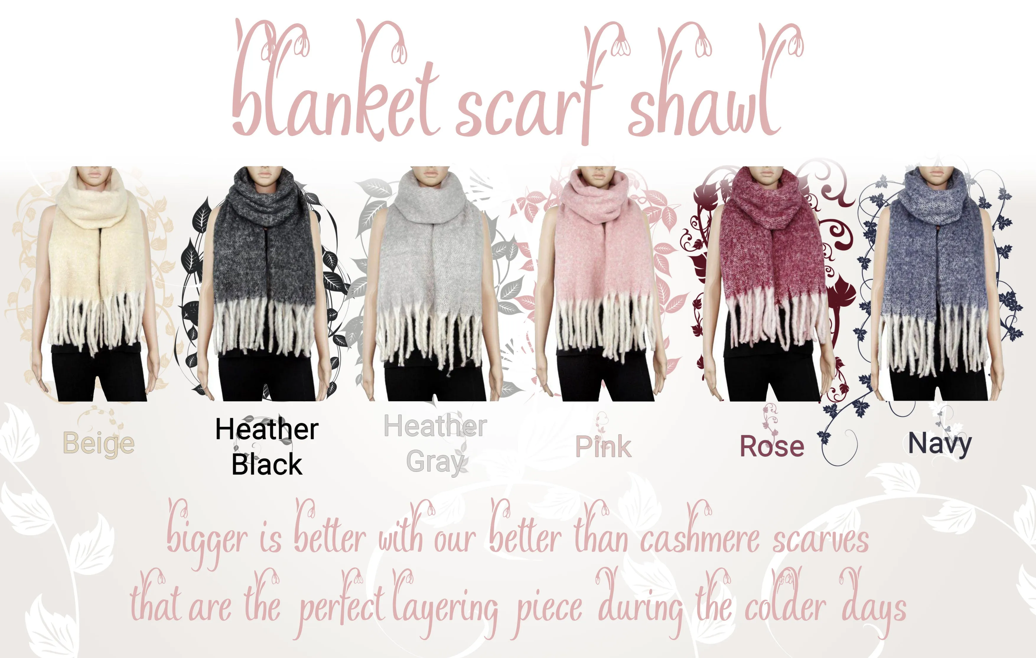 Women's Blanket Scarf Shawl, Oversized and Softer than Cashmere Fiber