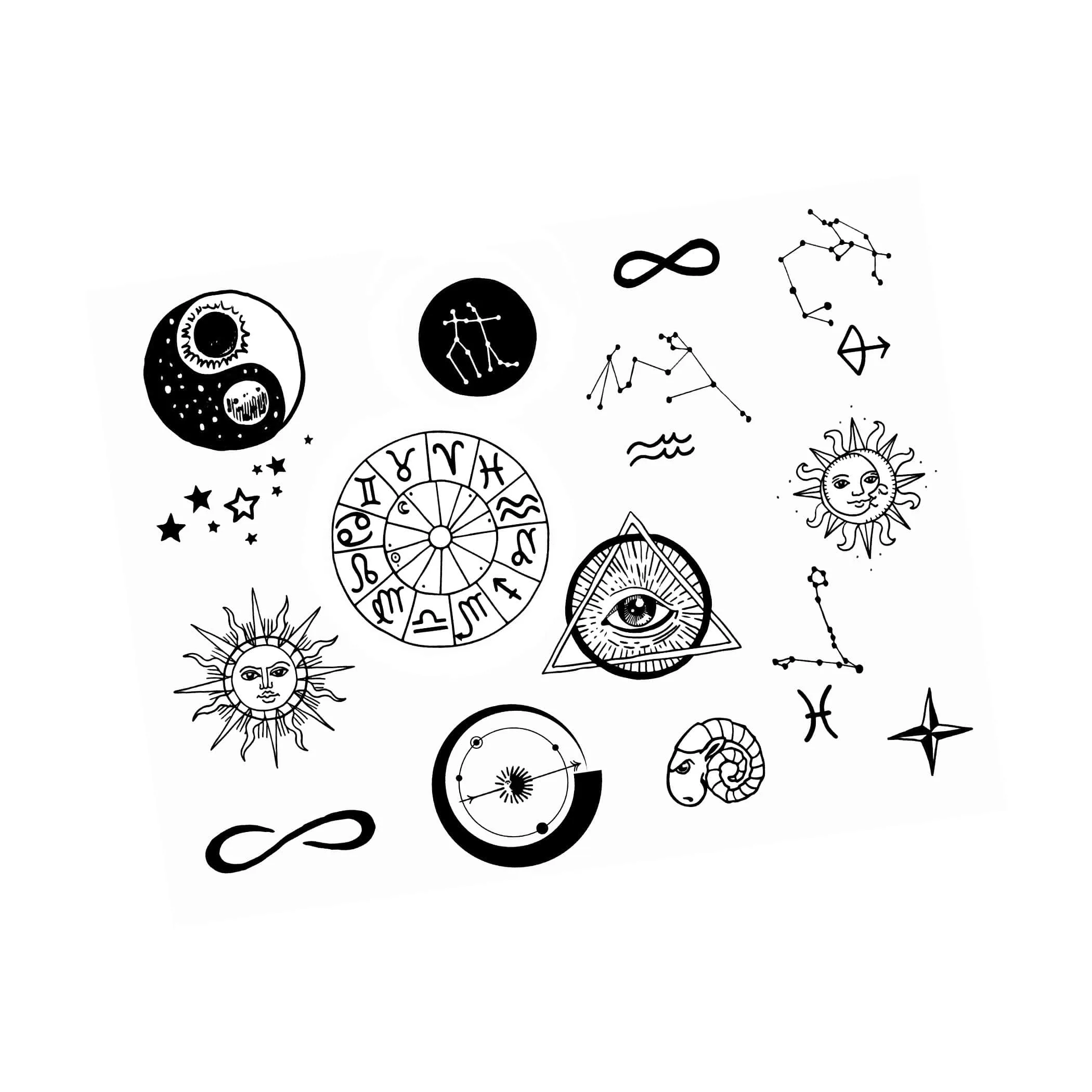 Zodiac Large Temporary Tattoo Pack